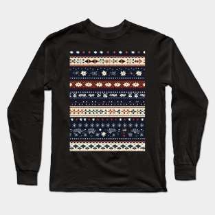 christmas seamless pattern design Long Sleeve T-Shirt